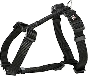 Trixie: - Premium Dog H-Harness | Made Nylon, Lightweight & Adjustable Straps | Two Snap Buckles on The Belly Strap to Easily Slip Around The Body ? (75?120 cm/25 mm, L?XL), Black