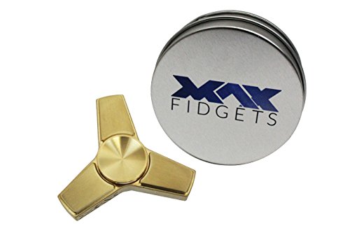 MAX FIDGETS - Fidget Spinner Toy - Ultra Fast & Durable R188 Bearing - 100% Brass - High Quality Durable Metal With High Speed Spin Up To 5 Minutes - Stress Reliever - Hand Spinner -