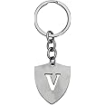 M Men Style English Alphabet Initial Charms Letter Initial V Alphabet Silver Stainless Steel Letters Script Name KeyChain from A-Z For Men And Women
