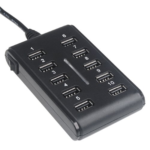 Accessotech 10 Anschlüsse Hochleistung Verlängerungskabel USB 2.0 Nabe Plug & Play Blau LED - 3