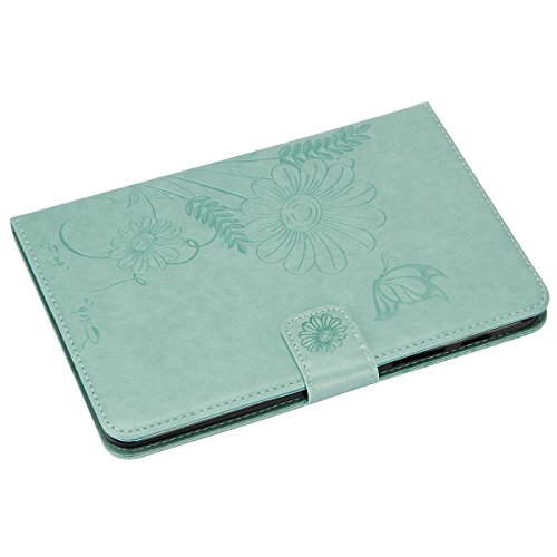 Galaxy Tab S2 8,0 Hülle Case,Samsung Galaxy Tab S2 8,0 Leder Tasche Brieftasche Schutzhülle,Ukayfe Prägung Schmetterling Blumen Malerei Muster PU Lederhülle Flip Wallet Case im Bookstyle Cover Hüllen Lederhülle Schale Stand Ständer Etui Karten Slot Smart Shell Cover Schutzhülle Etui Tasche für Samsung Galaxy Tab S2 8,0 Zoll T710 / T715 / T719, Grün - 3