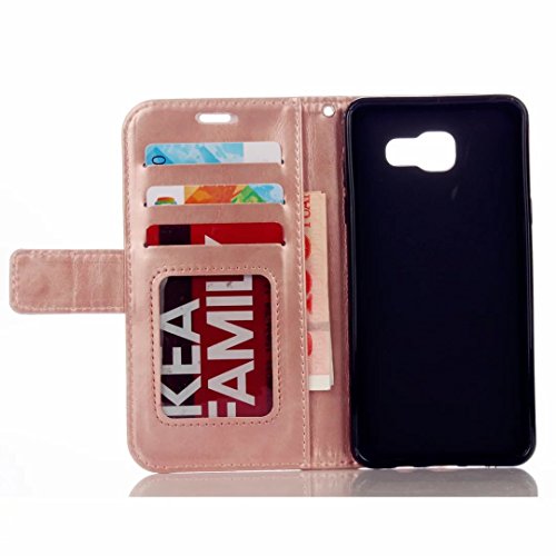 MUTOUREN Portemonnaie Handyhülle für Samsung Galaxy A3 (2016) SM-A310F Bookstyle Gürtelhändytasche Brieftasche PU Leder Wallet Case Cover Schutzhülle Hülle Etui mit Standfunktion Magnetverschluß Card Slots Kratzfeste Anti-scratch Premium Ledertasche Gepresste Blumen Indische Sonne Mandala Rosegold + Bleistift Touch Pen - 6