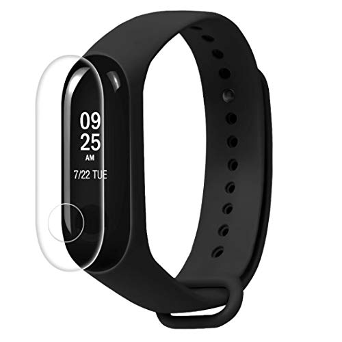 JiaMeng para Xiaomi MI Banda 3, Película de Cristal templada de la Pantalla LCD del Protector de la Pantalla de la Cubierta para Xiaomi Mi Band (Negro,tamaño Libre)