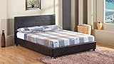 4FT 6" Double Faux Leather Bed Frame in Black Prado (Kitchen &amp; Home)