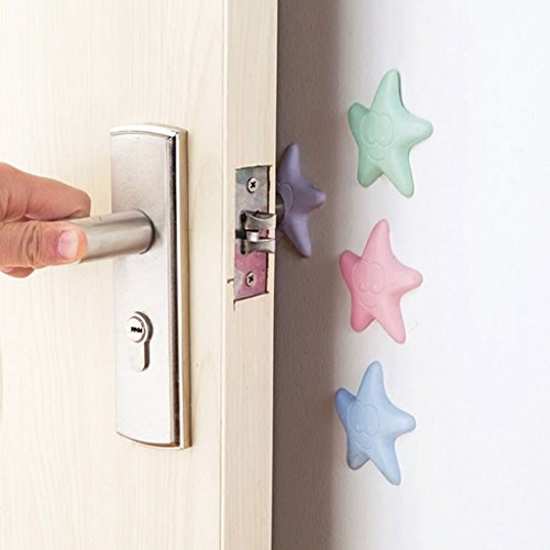 iZoeL Selbstklebende Gummipuffer Türpuffer Wandpuffer Türklinkenpuffer Gummi Puffer Bummsi gegen Tür Fenster Schrank Tisch Wand Schutz Sterne-Form - 2