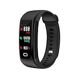 Fuibo Fitness Armband, IP68 Farbbildschirm Blutdruck/Pulsmesser Smart Armband Uhr/Fernbedienungskamera, Uhr, Anti-Lost-Alarm usw. (Schwarz)