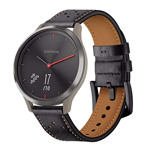 Preisvergleich Produktbild Happysdh Armband kompatibel mit Garmin vivomove HR, Smartwatch Zubehör Leder Ersatzarmband Armbänder Smartwatch für Männer Frauen