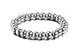 SanJiu Armschmuck Herren Armband Edelstahl Armband Armreifen mit Perlen Klassisch Herrenarmband Armkette Armbänder für Männer Herren Silber(19.5CM)