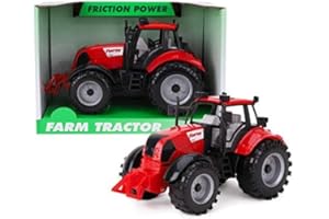 ToylandⓇ Tractor de Granja accionado por fricción de 22 cm x 12 cm con bonete de Apertura - Disponible en Rosa, Rojo y Verde (Red)