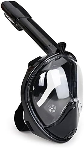 FURY DRAGON Full Face Swimming Snorkel Mask 180° Wide View Anti-fog &amp; Anti-leak Technology Free Easy Breathe Design for Adults and Youth Swimming (black, S/M)