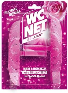 Wc Net - Tavoletta Brilliant Floral Ritual, Detergente Igienizzante Solido per Wc, Igiene, Texture Glitterata e Piacevole profumo di Lunga Durata, 2 Pezzi