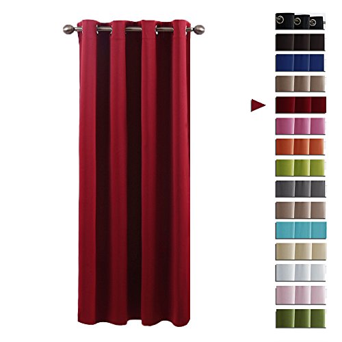 PONYDANCE Vorhänge Blickdicht mit Ösen geeignet für Saal 1 Stück 158 cm Hx 132 cm B, eins, Rot