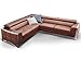 Produktbild Ecksofa Ledersofa Couch Wohnlandschaft Rindsleder Braun Weiß Elsa Modern Teilleder (Braun)