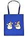 Produktbild Lustige Geschenktasche für Weihnachten : Lustige Schneemänner mit Föhn -- Baumwolltasche Weihnachten Farbe: royal-blau