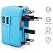 Produktbild Reisen Adapter: Universal Reise-Adapter mit 2 USB-Ports aus 150 Ländern weltweit US UK EU AU Universal fusionierten Sicherheit AC-in einem Ladegerät mit LED-Betriebsanzeige (Blau)