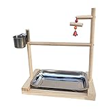 ZN - Plateforme en Bois pour Perroquet - Cage à Oiseaux - Perchoirs - Jouets avec mangeoire - pour perruches, cacatoès, canaris - Accessoire de Cage - Jouet de Table