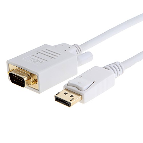 CableCreation 6ft Gold überzogenes Displayport -auf-VGA-Kabel, Standard-DP-auf-VGA-Stecker-Kabel, 6ft weiße Farbe