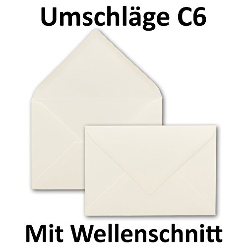 DIN A6 Faltkarten-Sets mit DIN C6 Briefumschlägen | Wellenschnitt- Naturweiß | 25 Sets | Einladungskarten – Menükarten – Blanko | 10,5 x 14,8 cm | mit gewelltem Rand | Umschläge mit Nassklebung | Printable für Drucker geeignet | PREMIUM Papier aus dem Hause GUSTAV NEUSER - 3