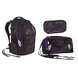 schulrucksack set sale Produkttyp: Rucksack Sets Satch Schulrucksack-Set 3-TLG Pack Purple Hibiscus Schwarz