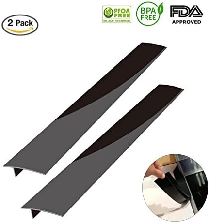 QISHENG TRADE 2 Pack 53cm Stove Counter Gap Silicone Cover, Premium Kitchen Stove Cooktop Counter Gap Covers Fillers, Food Grade, BPA Free, Non-toxic, Easy Clean, Heat Resistant, Black