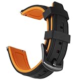 OLLREAR Unisex Silikon Uhrenarmbänder Gebürstete Edelstahl Schwarz Schnalle (24mm, Orange)