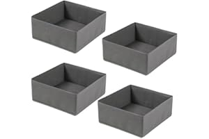 HongChelle 4 PCS Foldable Fabric Storage Boxes, Clothes Drawer Organisers, Wardrobe Storage Organiser for Storing Bras, Shirts, Jeans, Blanket, Toys,Grey