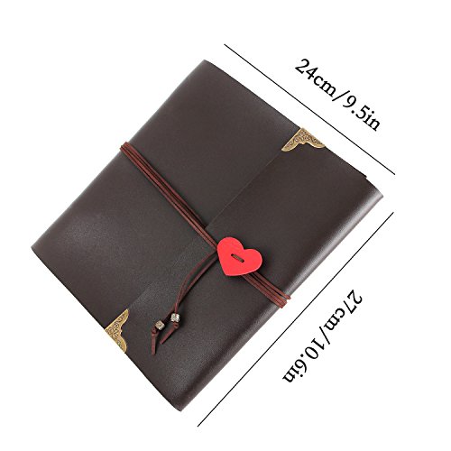 Scrapbook Album, „Liebe“ DIY Vintage Fotoalbum, Retro Leder Fotobuch Schwarze Seiten Kommt mit Fotoecken und Aufbewahrungskiste, Braun Photo Book für Hochzeit Geburtstagsgeschenk Jahrestag Geschenk, für Frauen Männer Freundin Mama Papa , Große - 2
