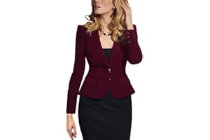 Minetom Blazer Femme Élégant Veste de Tailleur Costume Manches Longue Slim Fit Bureau Affaires Manteau Blouson avec Boutons