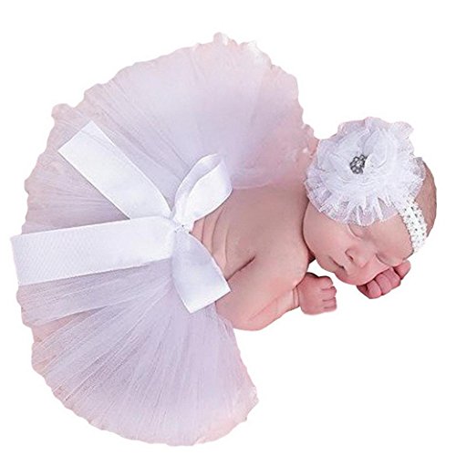 Koly Photography Prop Newborn Baby Girls Skirt Suit and Elastic Headband Gift Set