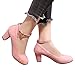 Produktbild Mymyguoe Damen Pumps Mary Jane Halbschuhe High Heels 5cm mit Blockabsatz Riemchensandale Runder Kopf Flacher Mund Dicke Ferse mit Einem Knopf schnallen einfache Wilde Schuhe