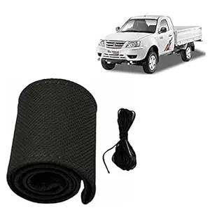 RD Universal Hand Stitchable Car Steering Cover Compatible for Tata Xenon (Black, Leatherite)
