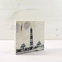 Holzbild Shabby-Chic *LEUCHTTURM WESTERHEVERSAND* Maritim, 10x10 cm *UNIKAT* - Holzbild, Wandbild, Landhausstil, Shabby Chic, Vintage, Bilder, Motive, Hamburg, Geschenkidee, Souvenir, Deko
