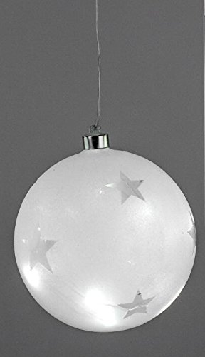 Formano Dekokugel Stern LED mattem Glas mit Sterndekor Christbaumschmuck Weihnachtsbaumschmuck Weihnachten Tannenbaum 10 cm