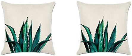Modern Simple Plants Series Cotton &amp; Linen Burlap Square Throw Pillow Covers, 18 x 18 Inches, Set of 2