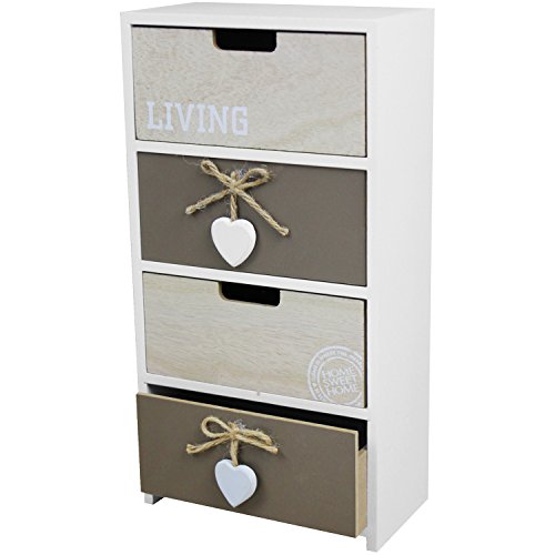 Mini Kommode Schrank Living mit 4 Schubladen 20x38x10cm Kleines Schränkchen Schubladenschrank Holzschrank für Bad Büro Haushalt - 3