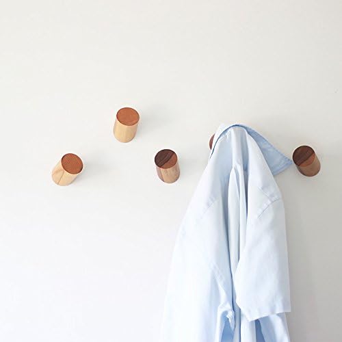 Natural Wood Coat Hooks Wall Mounted, Vintage Single Organizer Hangers, Handmade Craft Hat Rack (Beech Wood, 2 Units)