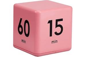 Feilifan Cube Timer, Kitchen Timer Kids Timer for ADHD Productivity Workout Flip Timer Classroom for StudyTime Countdown Management Settings 15 20 30 60 Minutes, Pink