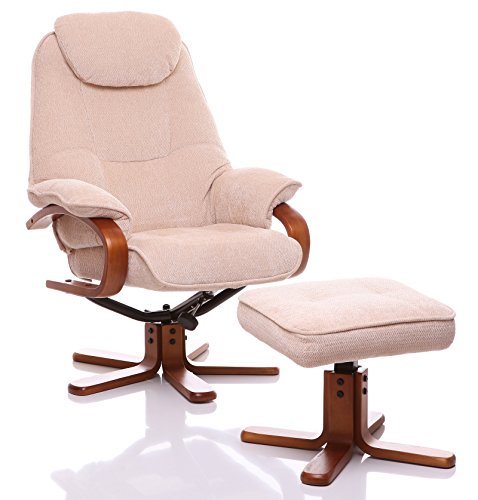 Oriental Leather Co Ltd Hong Kong Giratorio reclinable y reposapiés Color: Beige