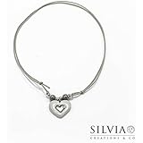 Collana cordino cerato con cuore grigio