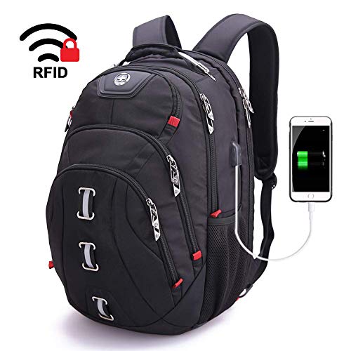 Preisvergleich Produktbild swissdigital 30L Laptop Rucksäcke strapazierfähig Reise Trekking Rucksäcke Wasserdicht Daypack TSA-freundliche Business-Tasche mit USB-Ladeanschluss / RFID-Schutz passend für 39,6 cm (15,6 Zoll) Laptop