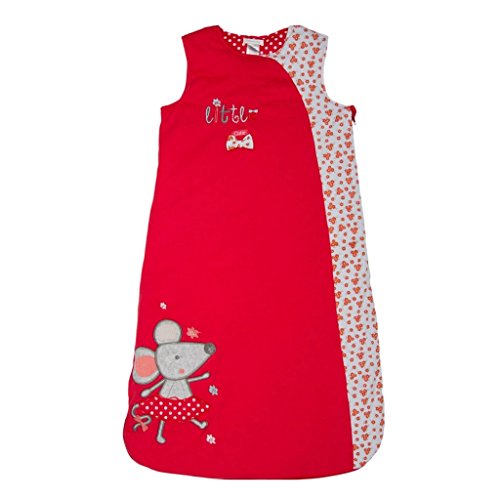 Baby Sleeping Bag 2.5 TOG Cotton Bedding 6-24 Month - boys and girls colours - navy blue, red, pink, cream - Mouse 12-18 Months