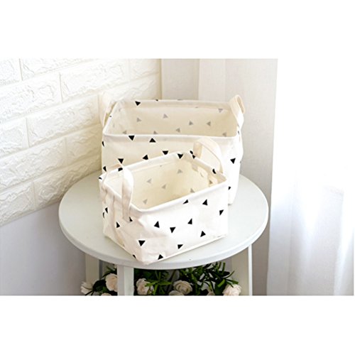 Fieans Lagerung Organizer Körbe Original Leinen und Stoff Aufbewahrungskorb Boxen Sets von 2-Weiß - 2