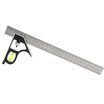 Cute Critters 12-Inch Combination Square, Universal Adjustable Metric Stainless Steel Multifunctional Combination Try Square Set Right Angle Ruler Measurement Tools