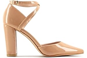 MODELISA - Zapatos De Tacón Ancho Salón Punta Hebilla Tobillo Mujer