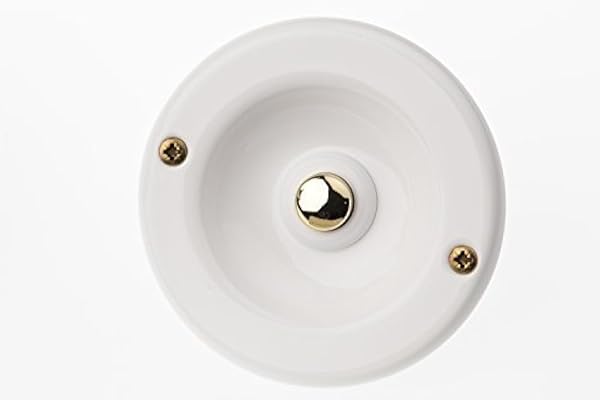 HUBER bouton de sonnette en métal - bouton de sonnette I en laiton chromé - bouton-poussoir blanc