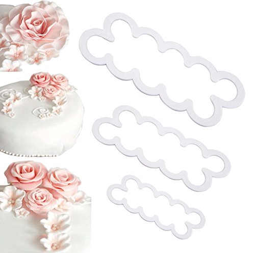 Diawell 3er Rose Cutter Fondant Blumen Ausstecher Kuchenform Kuchen Form Backen Tortendeko Modellierwerkzeug - 2