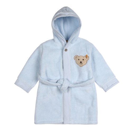 Steiff Unisex Baby 0002907 Bademantel Long Sleeve Bathrobe, Blue (steiff Baby Blue), 12-18 Months (Manufacturer size: 86/92)