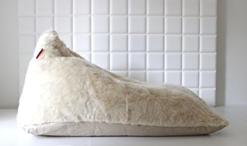 LARGE LUSH &amp; SOFT CREAM FOX FAUX FUR BEAN BAG CHAIRS COVER 140 CM x 100 CM x 85 CM