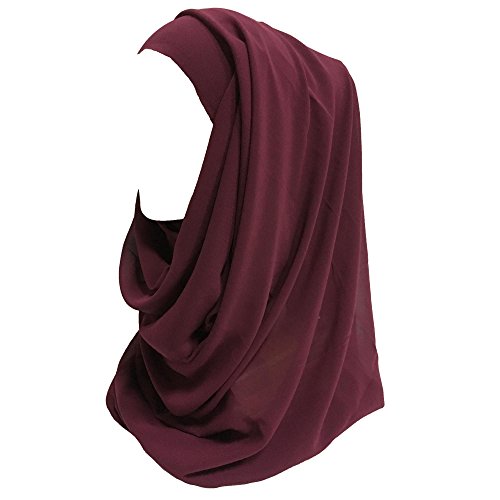 Lina & Lily Hijab pour Femmes Mousseline Foulard Écharpe Turban Châle Islamique (Prune)