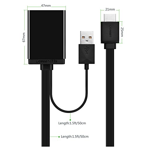 Ugreen HDMI zu DisplayPort Adapterkabel/vernickelte Kontakte unterstützt für die stabile Übertragungsrate/ FullHD / 1080p / 3D / HDCP / Audioübertragung – HDMI Stecker auf DP Buchse/Unterstützt die Auslösung bis zu 4K Auslösung für HDTV, LCD, Monitore usw/kompitible mit Apple Mac / PC / Notebook / Monitor / Beamer / TV / Grafikkarte - 7